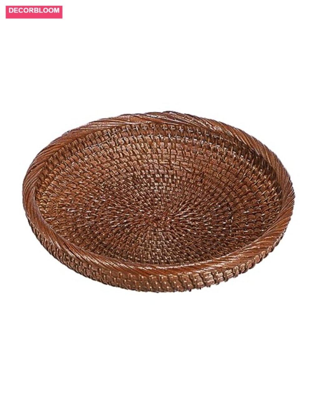 Small Handwoven Rattan Storage Basket Tray for Entryway